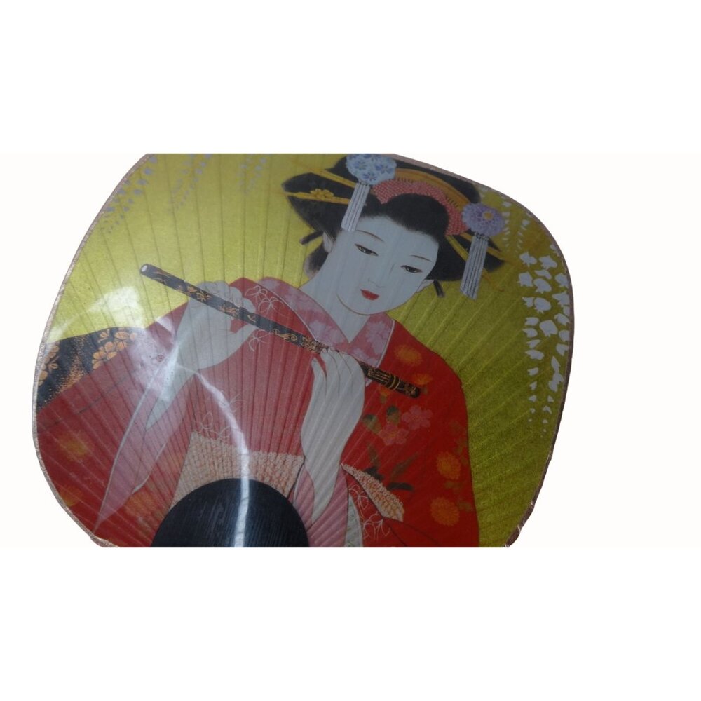 Japanese Uchiwa Fan Greeting Card Geisha Art Traditional Hand Fan Made in Japan - Picture 4 of 7